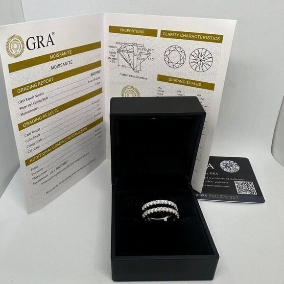 Moissanite Diamond Wedding Ring Enhancer GRA Double Row Band Brilliant Size 8 - Picture 5 of 12